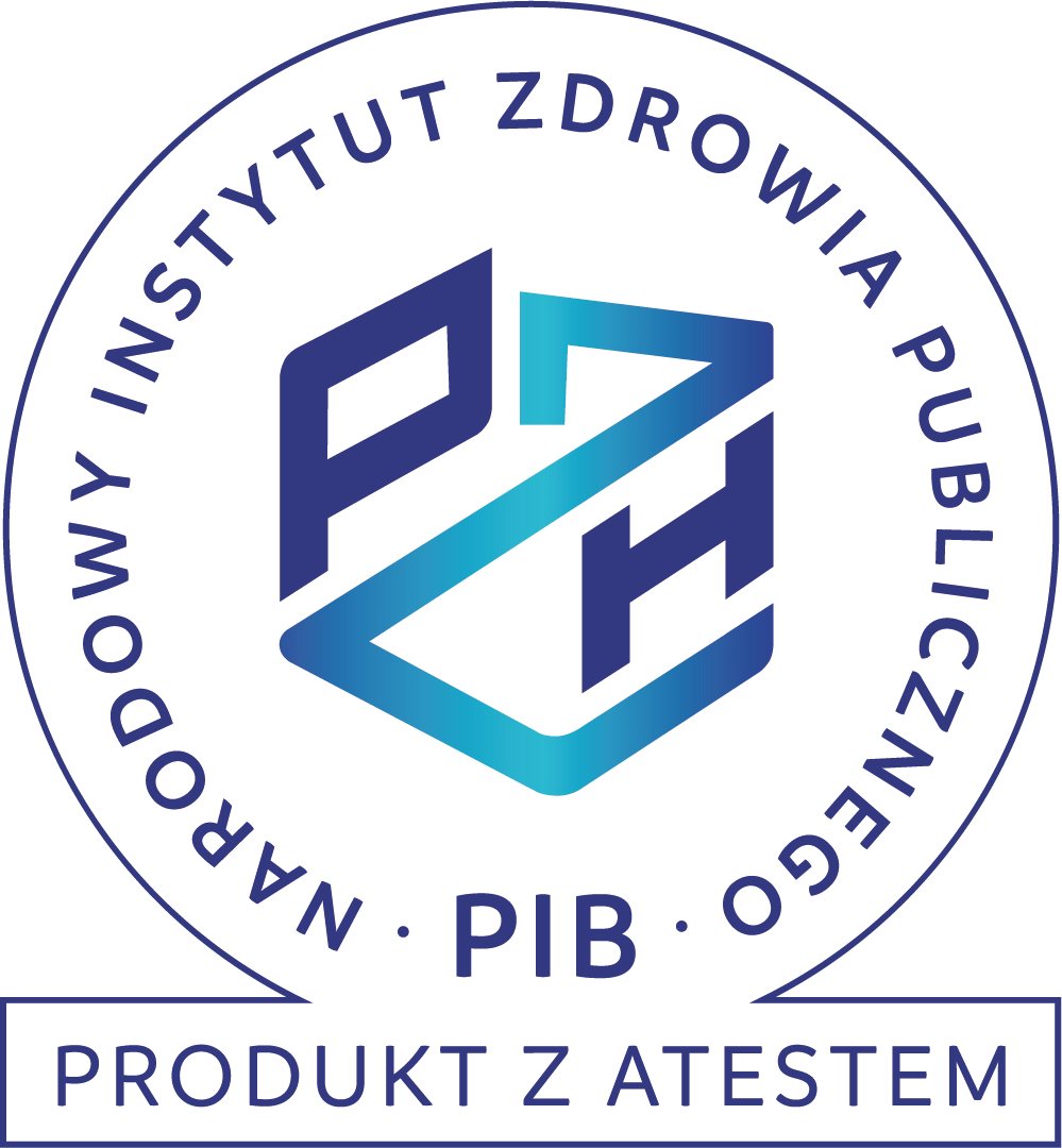Produkt z atestem narodowego instytutu zdrowia publicznego.